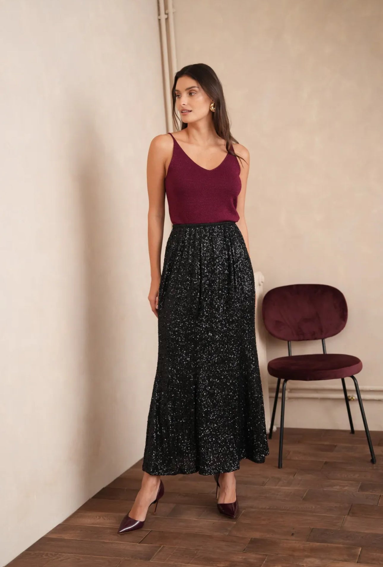 Petra Black Onyx Sequin Skirt