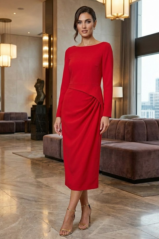 Craina Crimson Midi Dress