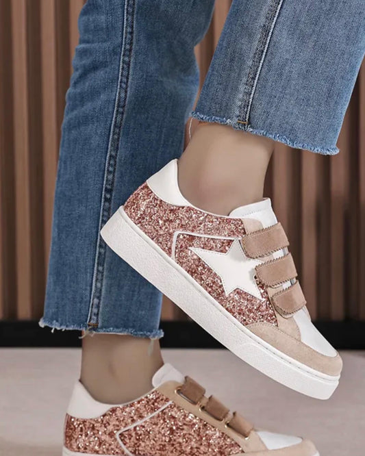 Rose Gold Velcro Trainers