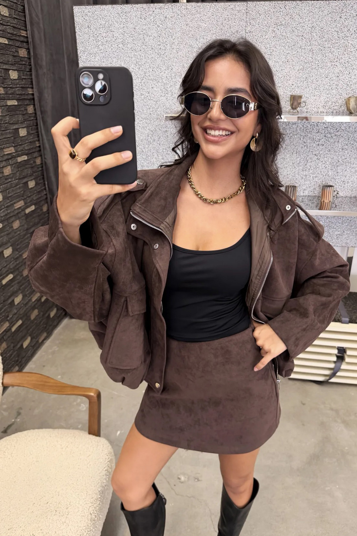 The Daniela Chocolate Suede Jacket