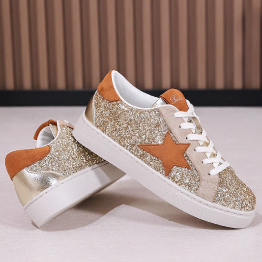 Orange Star Glitter Trainers