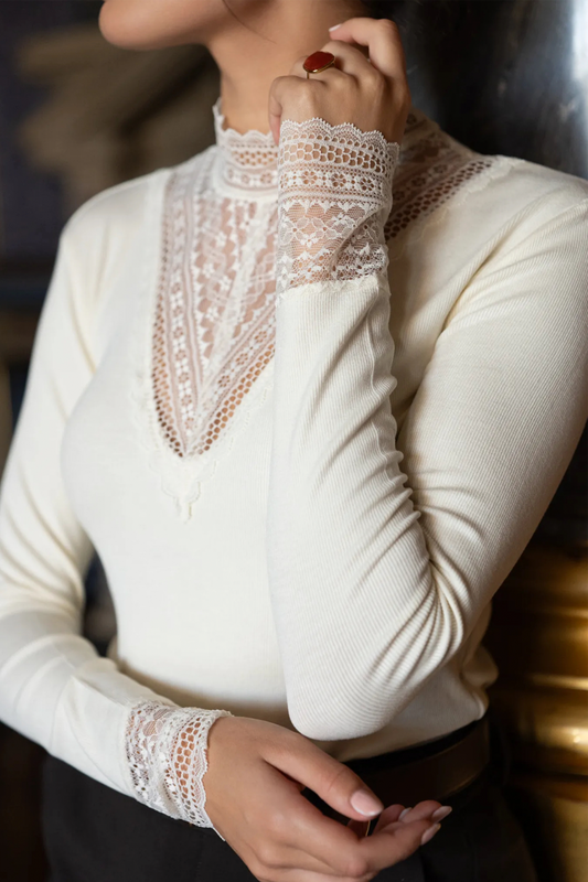 Ecru Lace Long Sleeve Top