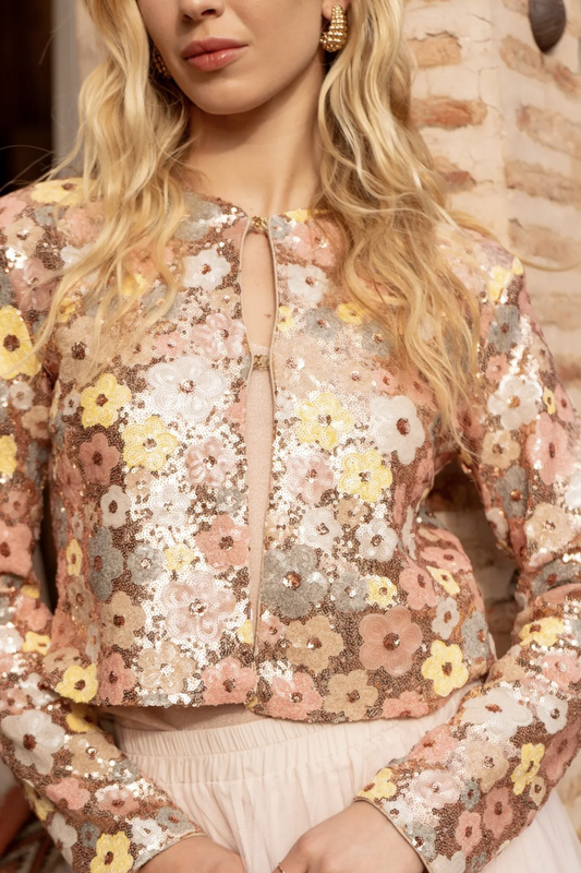 The Flora Blush Beaded Jacket