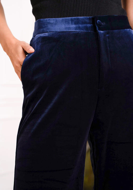 The Vivienne Navy Velvet Trousers