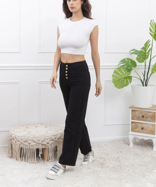 Freya Black Wide Leg Jeans