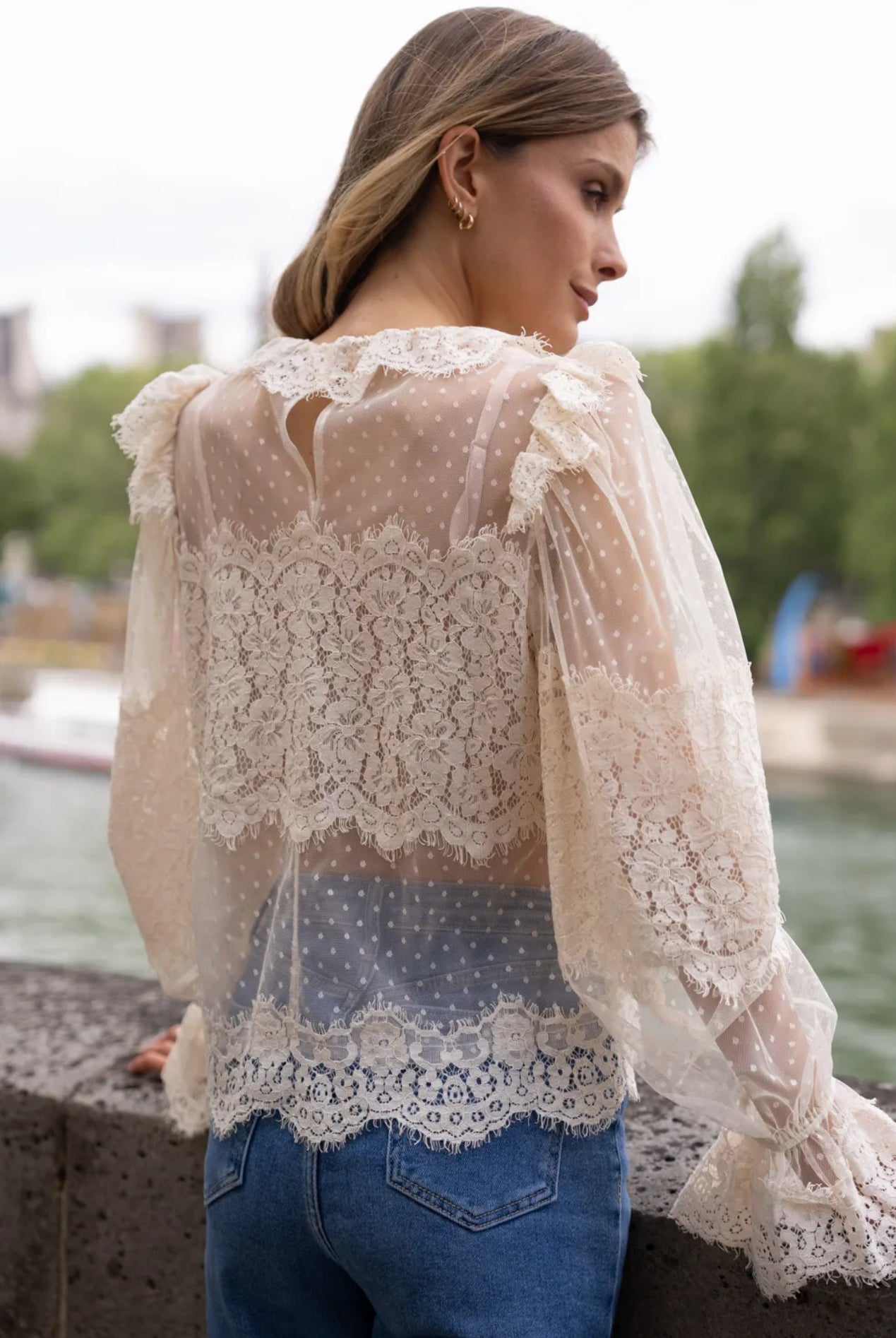 Lace Polkadot Blouse