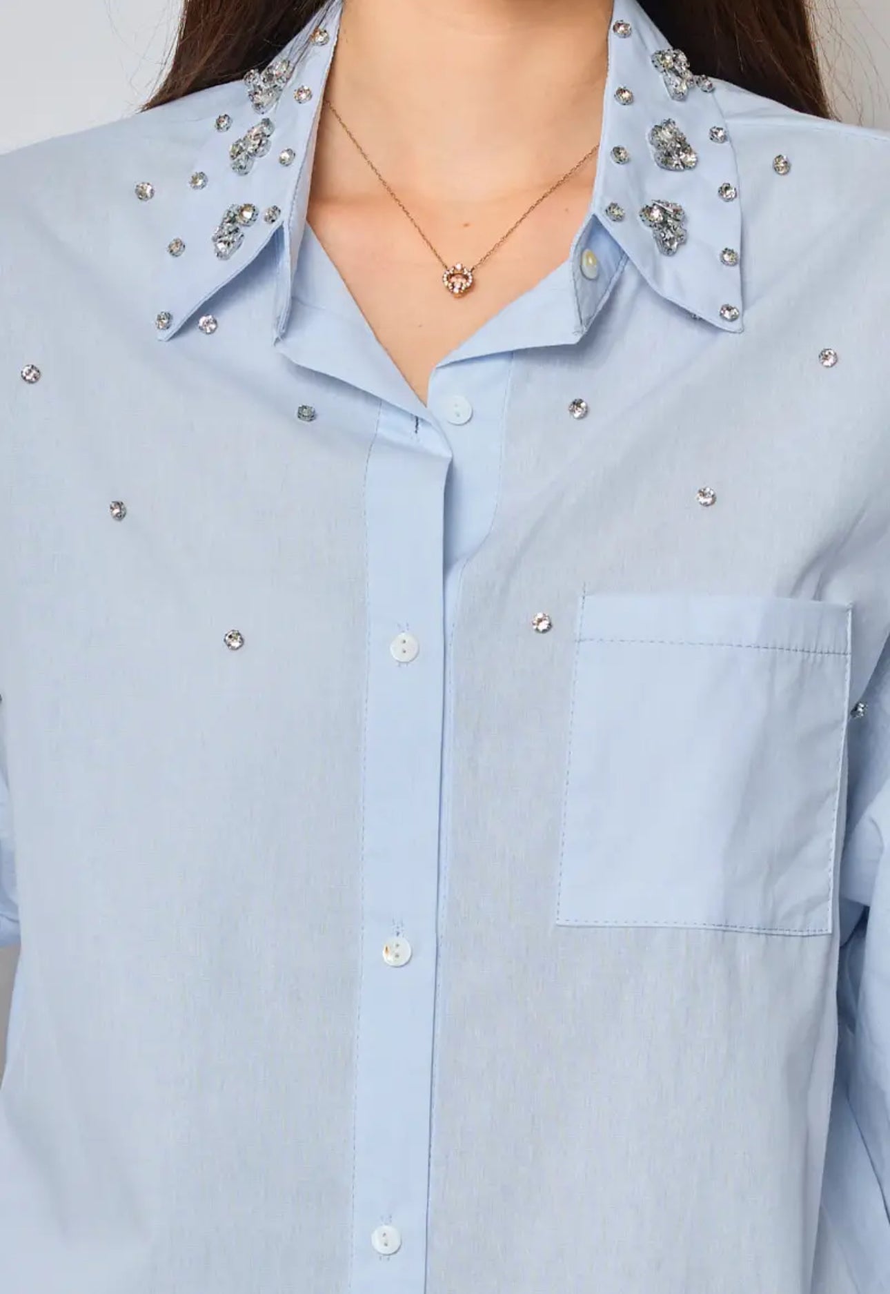 Shirt with Swarovski Collar