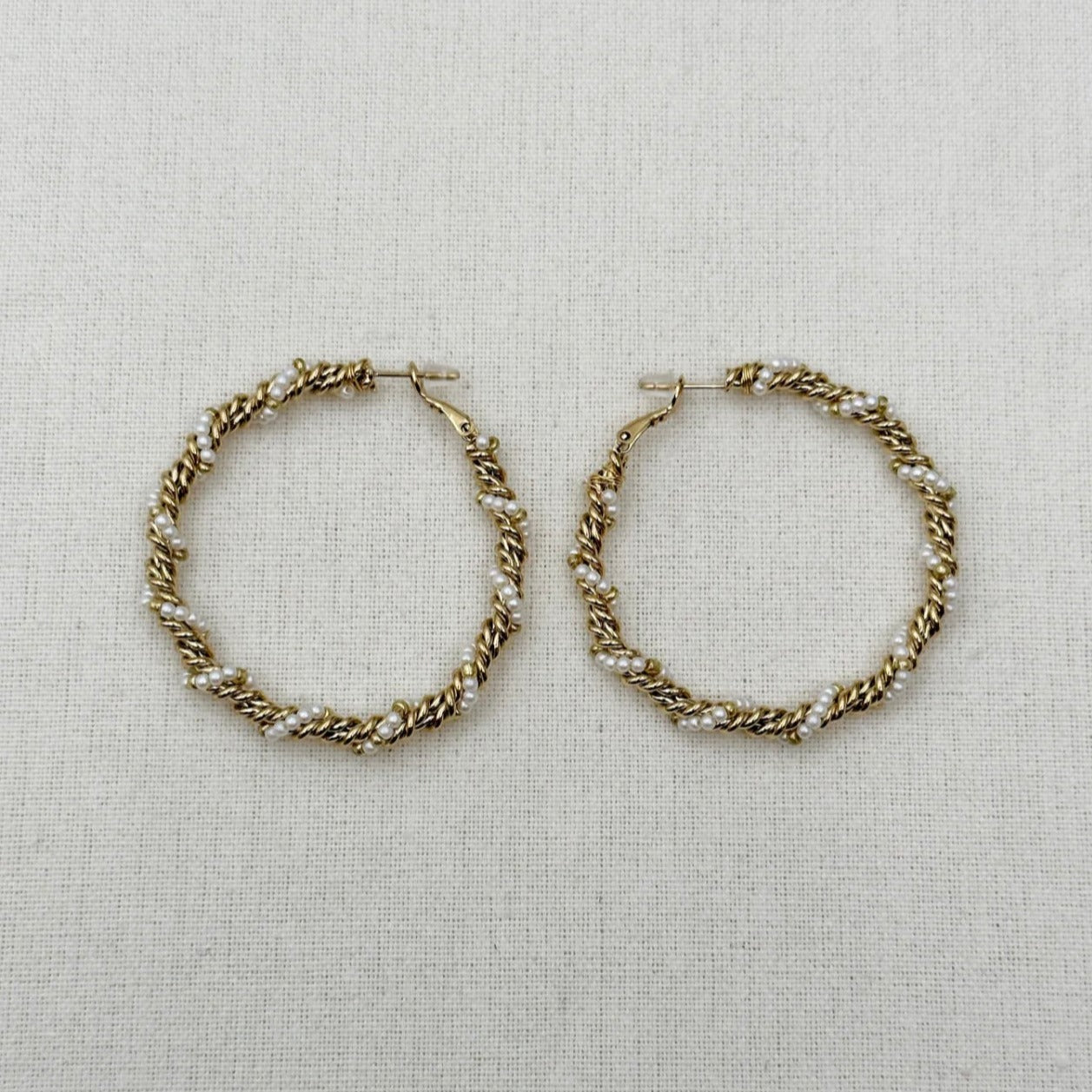 Diamond and Pearl Twist Hoops