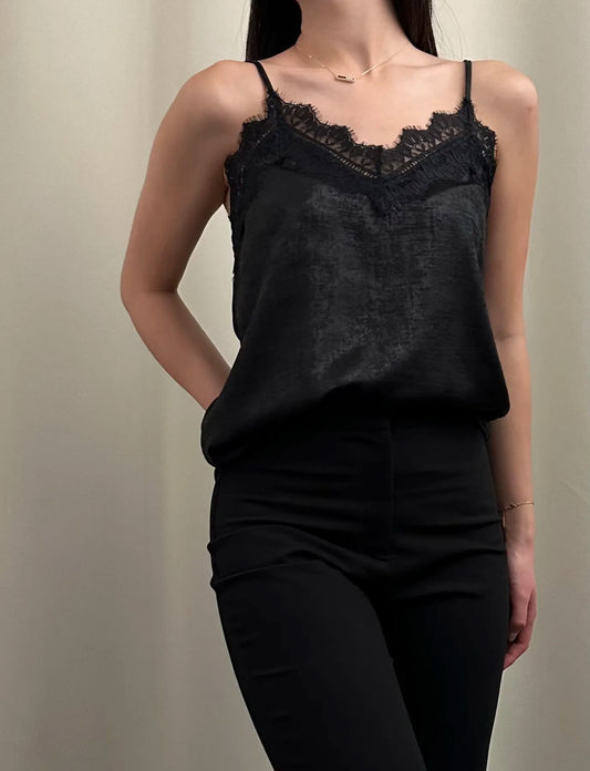 Black Satin Lace Cami