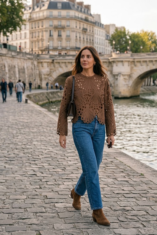 The Jessica Chocolate Lace Top