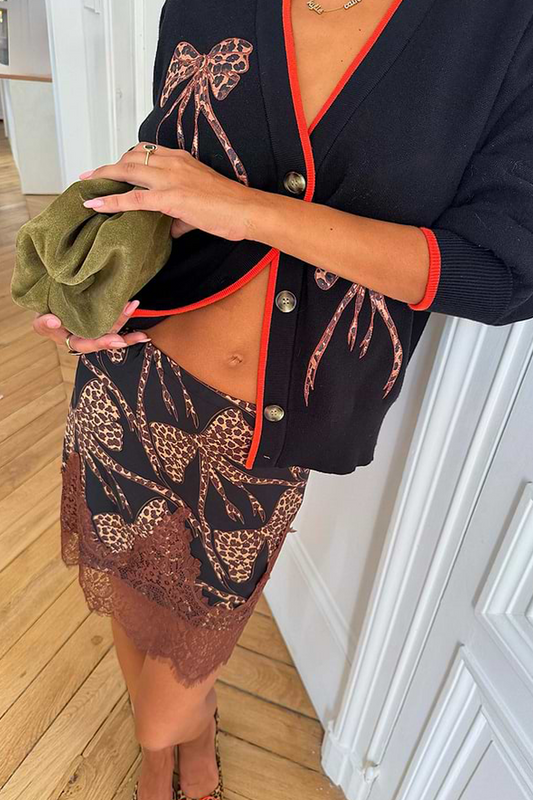 The Black Leopard Bow Mini Maeva Skirt