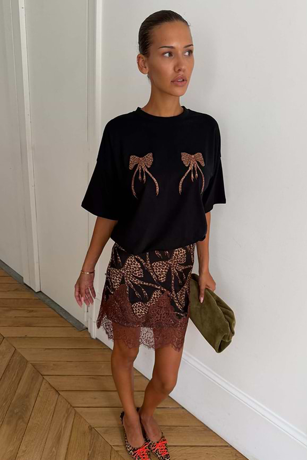 The Black Leopard Bow T-Shirt