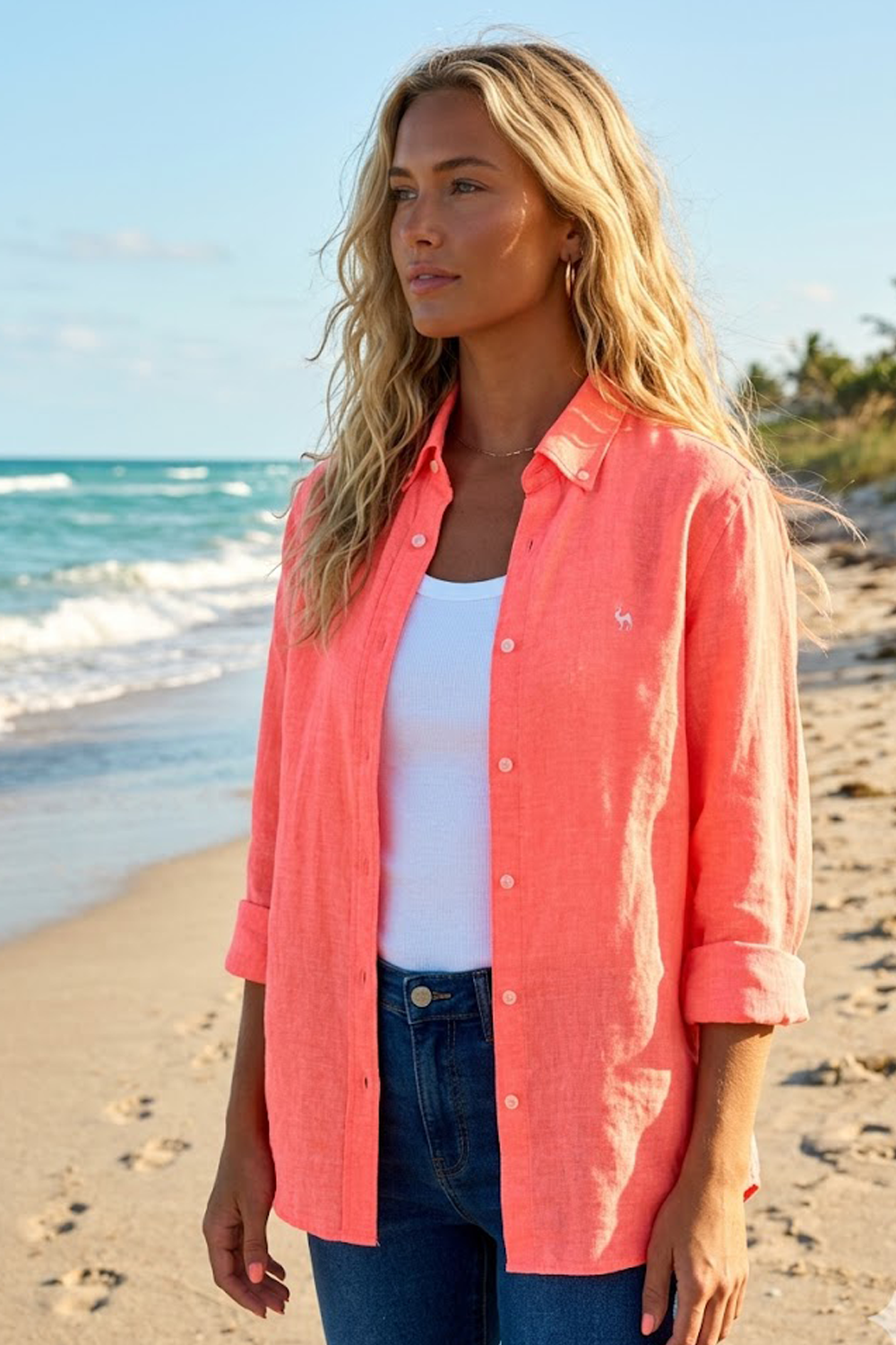 The Obejo Shirt in Neon Coral