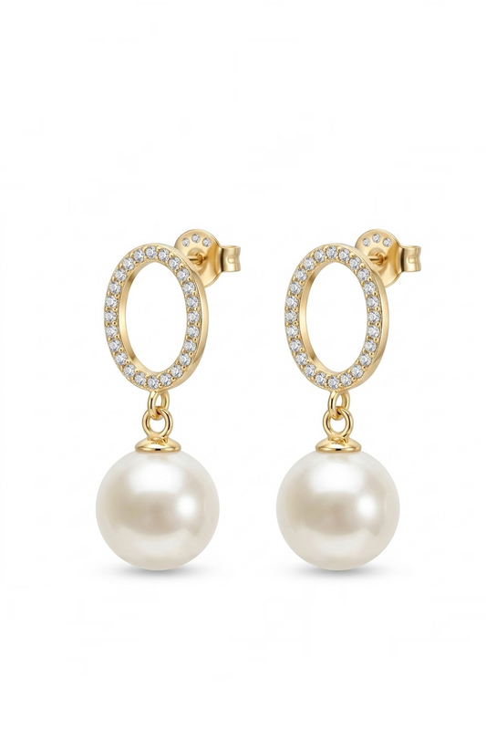 The Pearl Oval Drop Earrings
