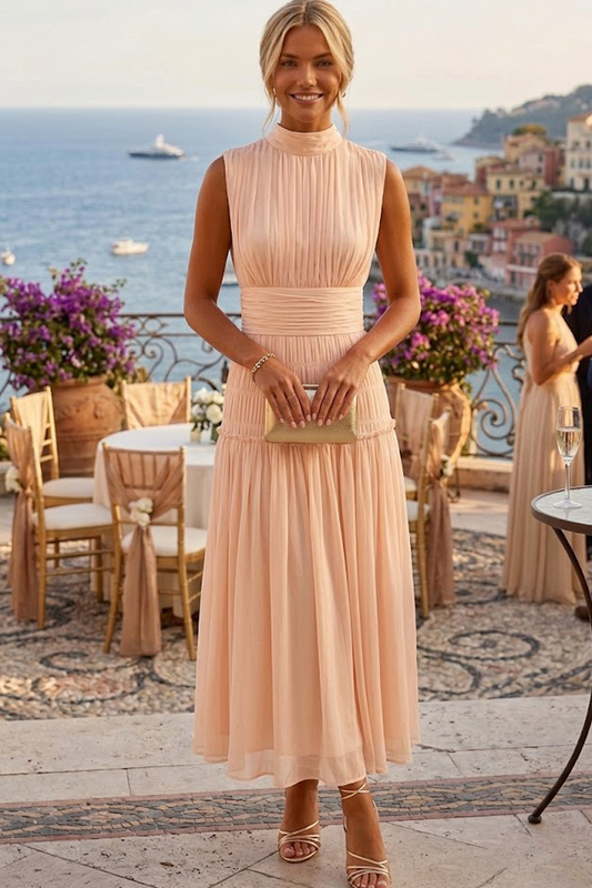 The Petra Peach Midi Dress