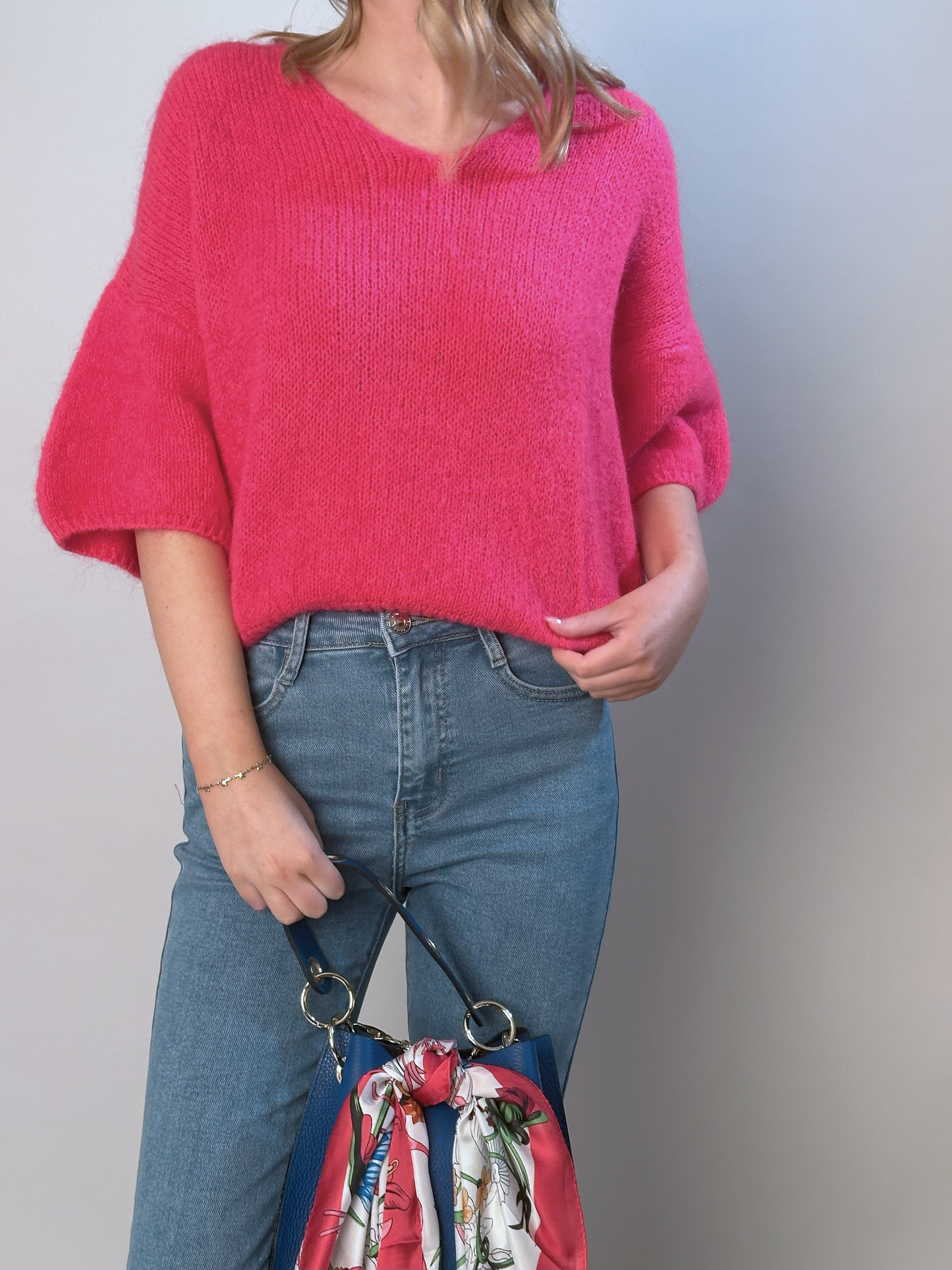 Raspberry V Neck Sweater