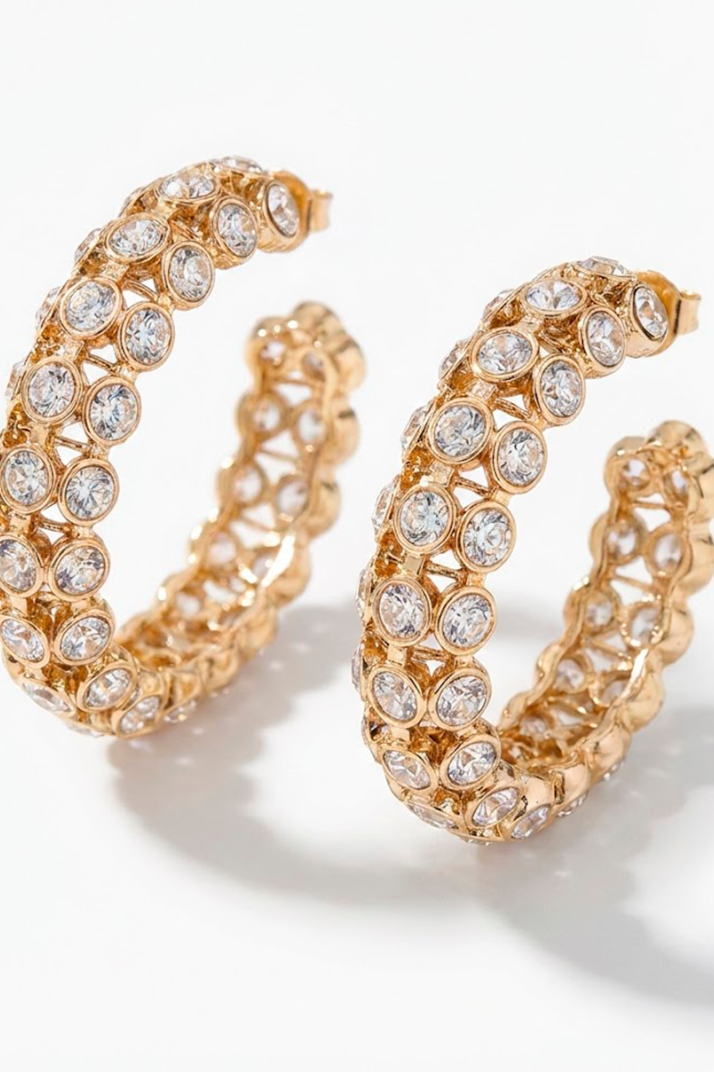 Rhinestone Gold Hoops