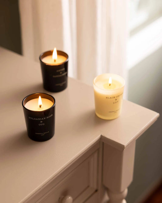 Gift Set of 3 Candles -Bulgarian Rose, Balck Orchid & Lily, Black Amber & Sandalwood