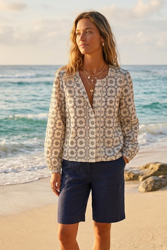 The Salomé Shirt in Broderie Anglaise