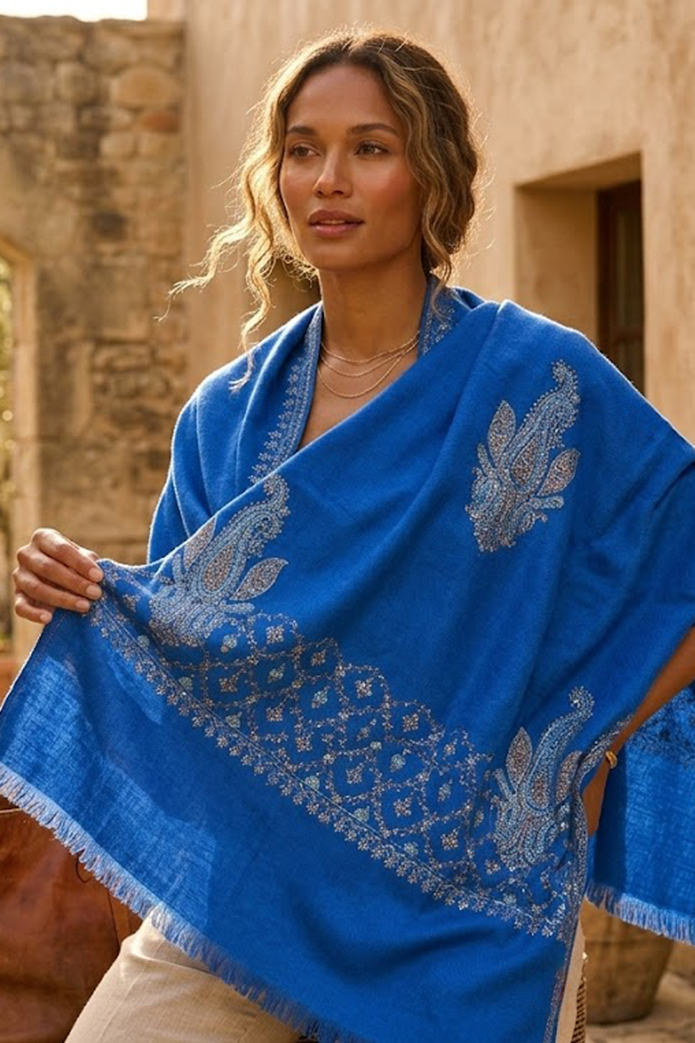 The Simone Hand Embroidered Wrap