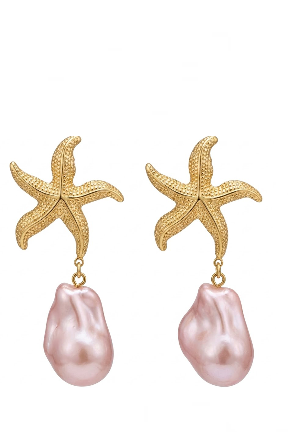 The Starfish Pink Pearl Drop Earrings