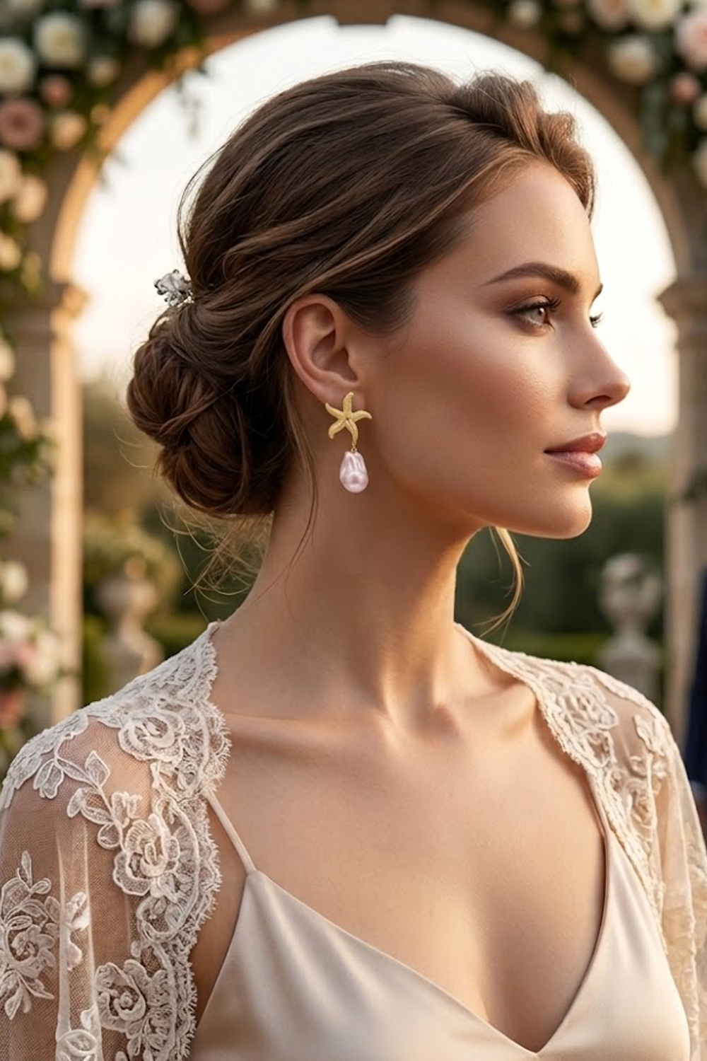 The Starfish Pink Pearl Drop Earrings