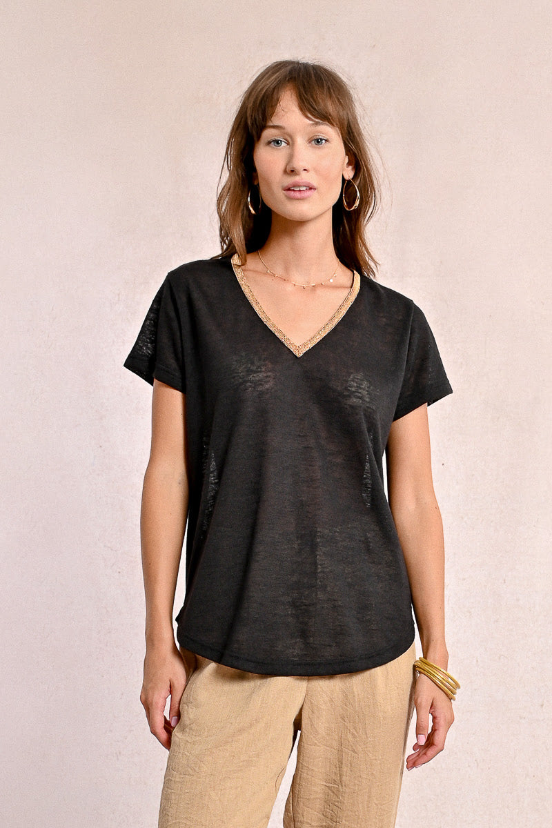 Heidi Gold Trimmed Tee