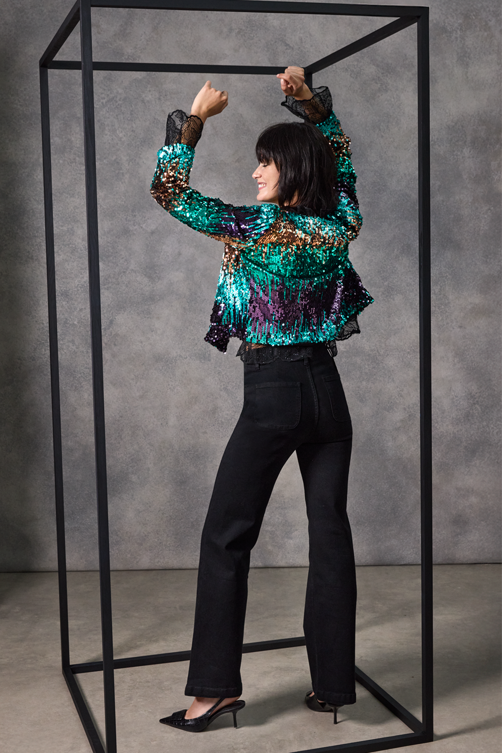 The Taylor Turqouise Glitter Jacket