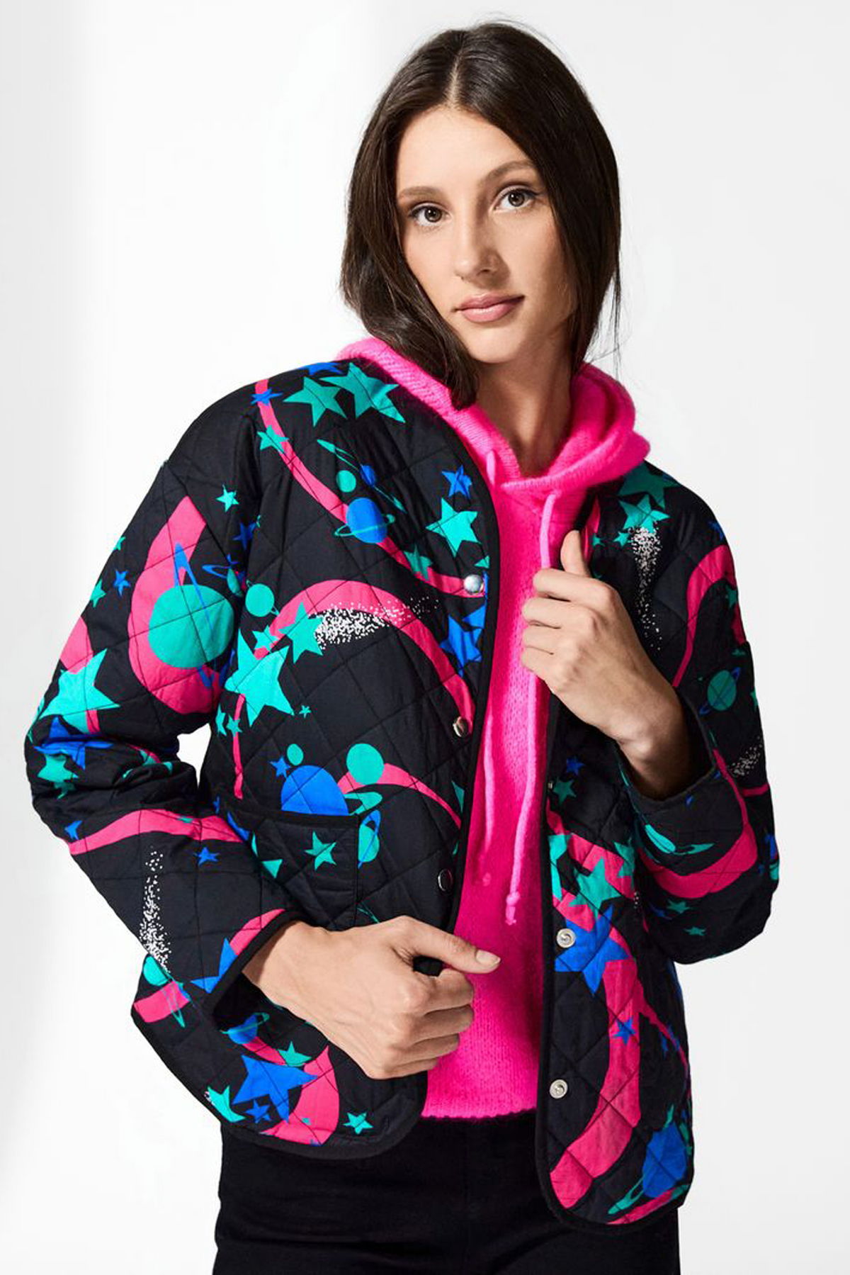 The Nova Quilted Jacket in Neon Pink