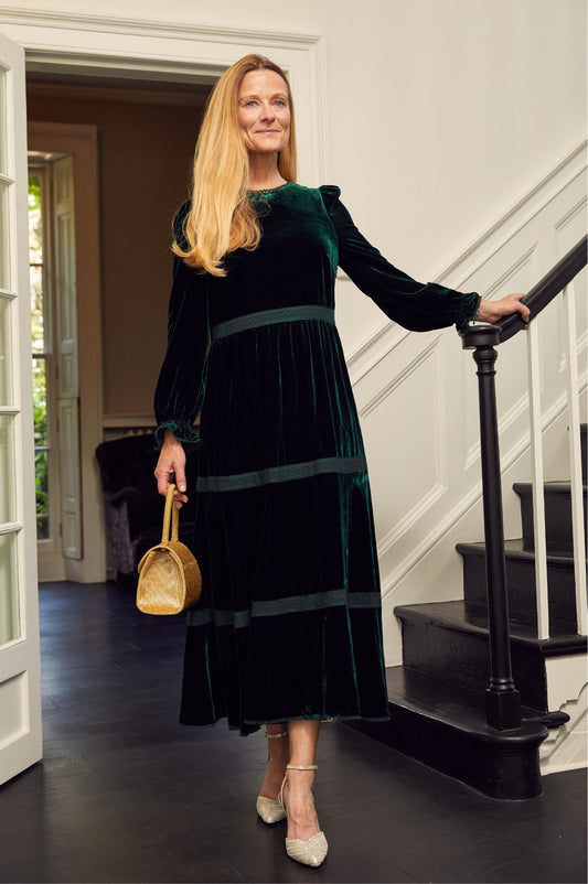 Clara Emerald Velvet Dress by Aspiga London