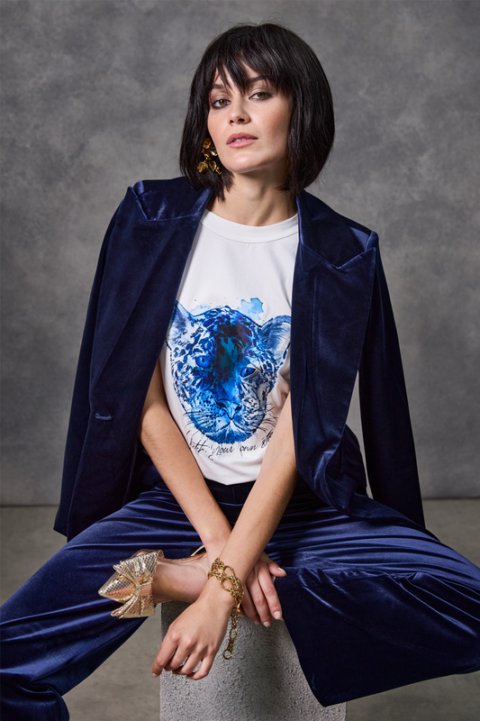 The Vivienne Navy Velvet Trousers