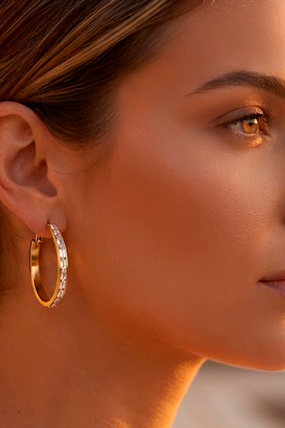 Diamond Baguette Hoops