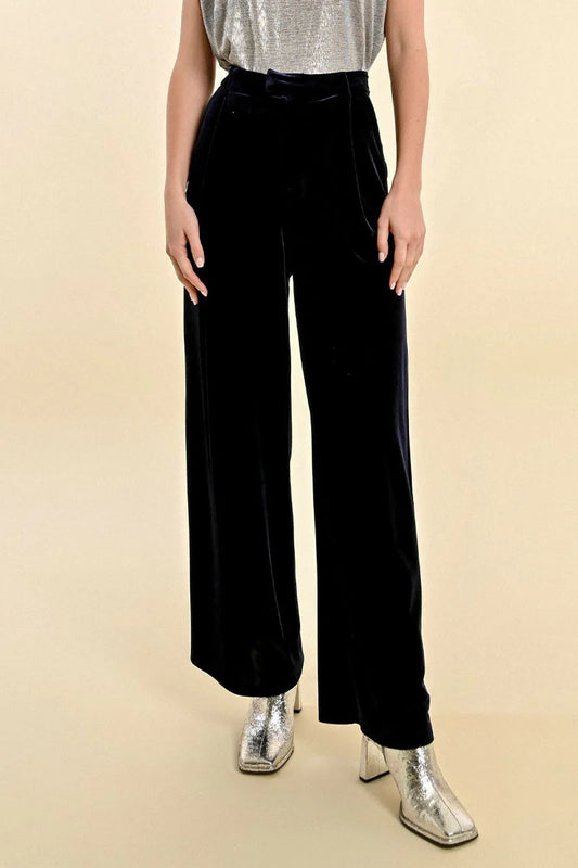 Velvet Navy Trousers by Molly Bracken