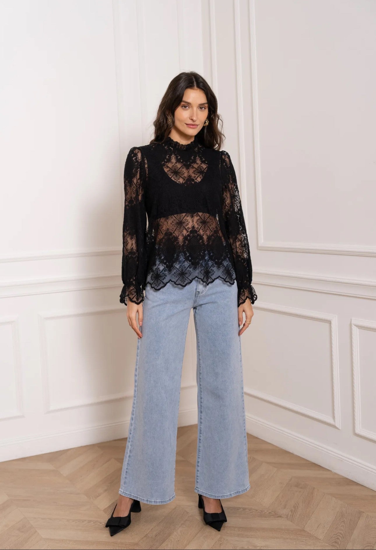 Biba Cotton Shirt with Lace Embroidery